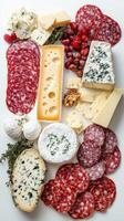 Delicious charcuterie board featuring assorted cheeses and cured meats displayed elegantly photo
