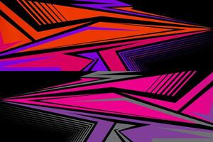 Futuristic Racing car decal abstract geometric design dynamic color combination black red purple gray and aggressive styling vector