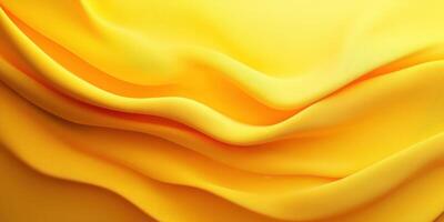 Vibrant yellow fabric drapes elegantly, creating soft, flowing waves under gentle light in a serene setting photo