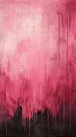 Abstract pink and black wall art featuring dripping paint and textures in a contemporary style photo