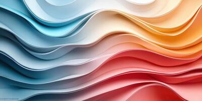 Colorful wave patterns create dynamic visual flow in an abstract design with soft gradients photo