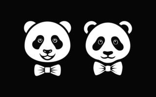 minimalist Panda with Bow Tie vector
