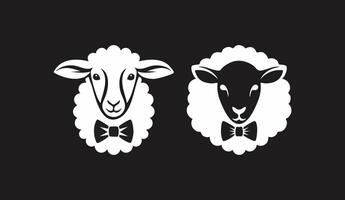 minimalist Sheep with Bow Tie vector