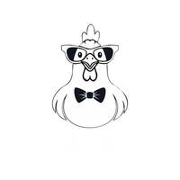 minimalist Chicken with Bow Tie vector
