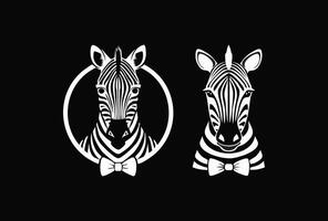 minimalist Zebra with Bow Tie vector