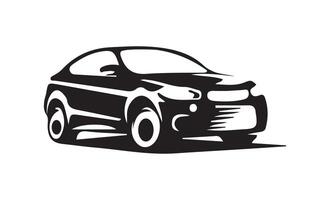 A solid black silhouette of a car, side view.. Eps 10 vector