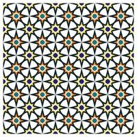 A vibrant geometric pattern of interlocking star shapes in orange, teal, purple, and black against a white background, It could be used as a wallpaper, fabric design, or other decorative elements vector