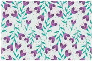 A visually appealing print pattern composed of purple flowers and green leaves, highlighting a beautiful floral arrangement. , it could be used as a wallpaper, fabric design, pillow and curtains vector