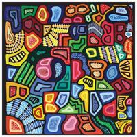 A vibrant abstract composition featuring colorful, geometric shapes and patterns on a black background, evoking a sense of movement and energy and give the pattern a modern and stylish feel vector