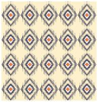 Pattern of diamond shapes in navy and orange, arranged in a grid on a light beige background, creating a lively textile design. vector