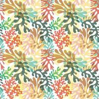 A vibrant scarf print pattern of colorful coral shapes framed by a bold, swirling black background with yellow and pink accents, it could be used as a wallpaper, fabric design, vector