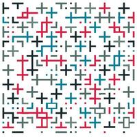 A colorful abstract pattern of intersecting lines and shapes in various colors, bordered by a checkerboard frame, The bold colors and geometric shapes give the pattern a modern and stylish feel. vector
