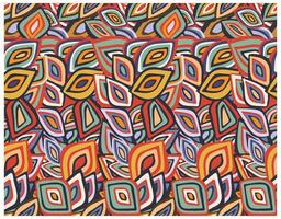 Colorful abstract pattern of overlapping leaf shapes in vibrant hues of red, yellow, green, and blue on a contrasting background. vector