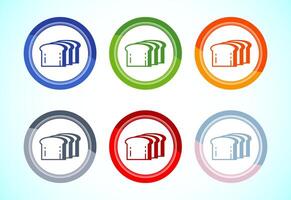 Bread icon design, bakery icon sign, 6 color button design set vector