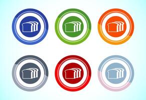 Bread icon illustration, bakery icon sign symbol, 6 color button design set vector