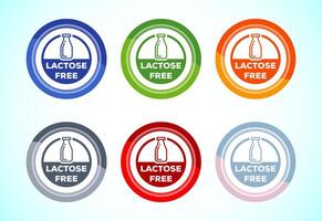 Lactose free icon design, healthy food concept, 6 color button design set vector