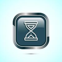 Sand clock icon design illustration. Hourglass symbol, Time measuring sign, Gray color square button design vector