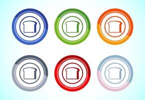 Bread icon design, bakery icon sign symbol, 6 color button design set vector