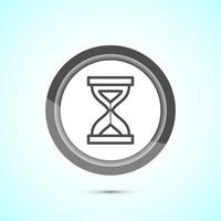 Sand clock icon design illustration. Hourglass symbol, Time measuring sign, Gray color button design vector