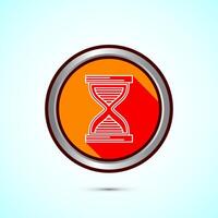 Sand clock icon design illustration. Hourglass symbol, Time measuring sign, Orange color shadow button design vector