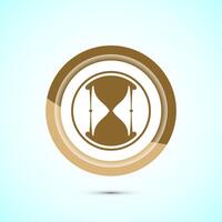Sand clock icon design illustration. Hourglass symbol, Time measuring sign, Gold color button design vector