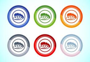 Bread icon illustration, bakery icon sign, 6 color button design set vector
