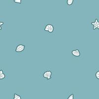 Simple seamless blue pattern with seashells vector