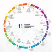 Infographic with 11 steps and icons. vector