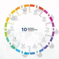 Infographic with 10 steps and icons. vector