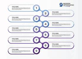 Blue tone. Infographic with 9 steps, Business concept. vector