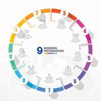 Infographic with 9 steps and icons. vector