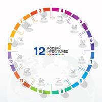 Infographic with 12 steps, process or options. Business icons. vector
