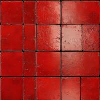 Close-Up of Worn Red Tiled Surface photo
