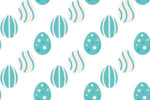 A seamless pattern featuring blue Easter eggs with decorative swirls on a white background. Great for holiday crafts, textiles, and digital designs. vector