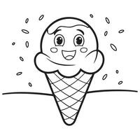 Happy Face Ice Cream Coloring Page vector
