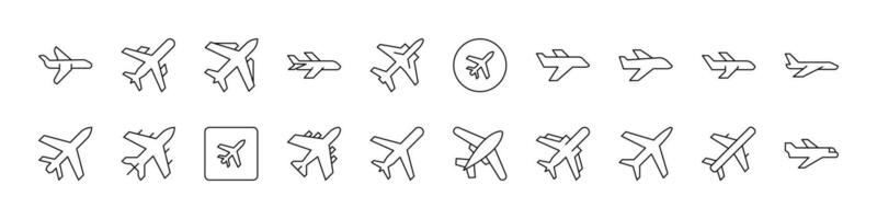 Aviation Bundle of Related Line Icons. Plane Outline Signs for Graphic and Web Design, Apps, Adverts, Various Cards vector