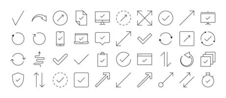 Various Arrows Thin Line Icon Set. Outline Signs for Graphic and Web Design, Apps, Adverts, Various Cards vector