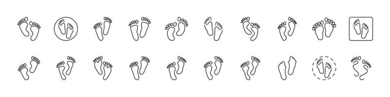 Footprint Thin Line Icon Set . Outline Signs for Graphic and Web Design, Apps, Adverts, Various Cards vector