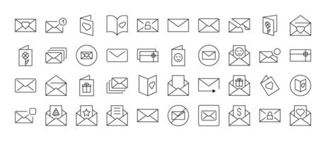 Envelope, Mail, Post Line Icon Bundle. Outline Signs for Graphic and Web Design, Apps, Adverts, Various Cards vector