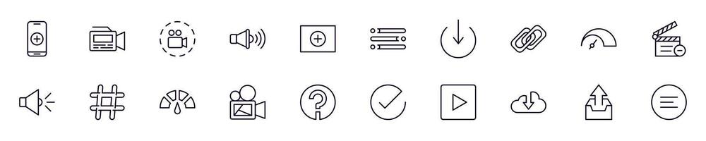 Essential signs for interface linear symbols pack. Outline symbol and editable stroke for apps, stores, shops, infographics vector