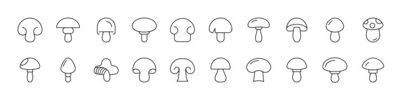 Mushroom Line Icon Collection. Outline Signs for Graphic and Web Design, Apps, Adverts, Various Cards vector