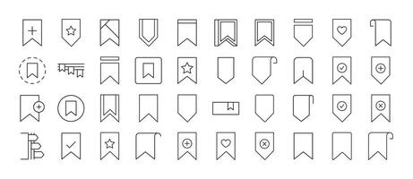 Set of Line Icons of Bookmark. Minimalistic Linear Pictogram for Web and Graphic Design, Apps, Banners, Social Network and Cards vector