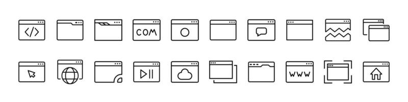 Web Page Modern Outline Style Icons for Design, Cards, Apps, Social Networks vector