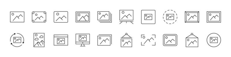 Picture Line Icon Bundle. Outline Signs for Graphic and Web Design, Apps, Adverts, Various Cards vector