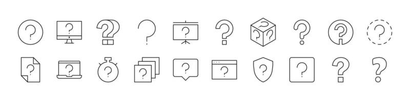 Question Line Icon Bundle. Outline Signs for Graphic and Web Design, Apps, Adverts, Various Cards vector