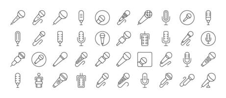 Microphone Thin Line Icon Set. Outline Signs for Graphic and Web Design, Apps, Adverts, Various Cards vector