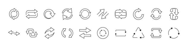 Arrow Round Line Icon Pack. Outline Signs for Graphic and Web Design, Apps, Adverts, Various Cards vector
