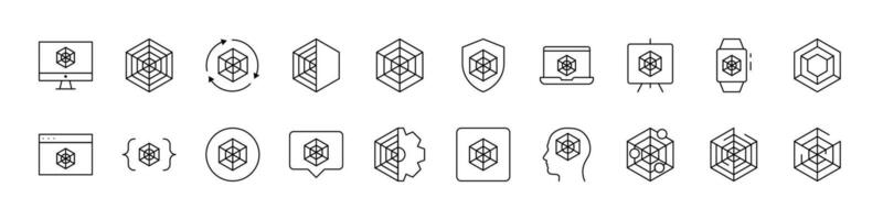 Collection of Net Related Line Icons. Outline Signs for Graphic and Web Design, Apps, Adverts, Various Cards vector