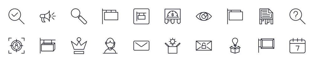 Marketing modern web icons for infographics. Simple linear illustration for apps, sites, infographics vector
