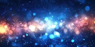 Colorful luminescence of glowing orbs in a starry night sky creating a mesmerizing cosmic view photo